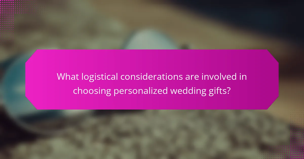 What logistical considerations are involved in choosing personalized wedding gifts?